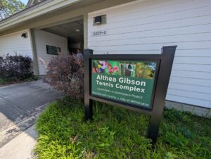 Althea Gibson Tennis Complex sign at Empie Park
