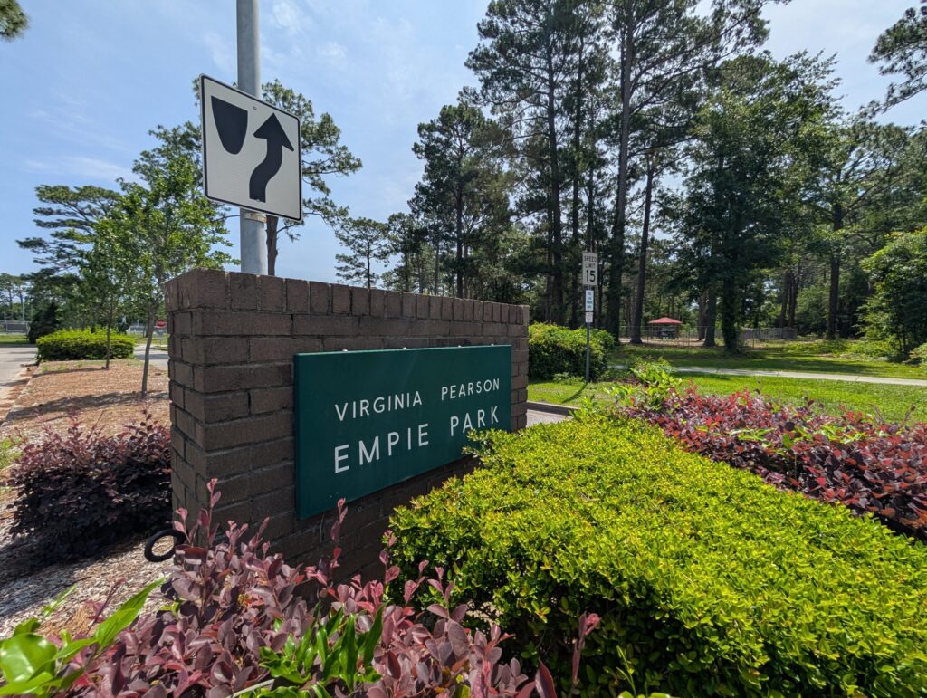 Virginia Pearson Empie Park Sign The sign as you enter Virginia Pearson Empie Park.